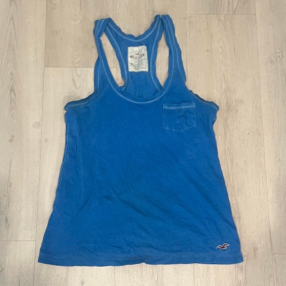 Hollister blue tank top with pocket hollister racerback mcbling summer
